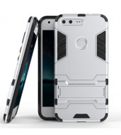 Ударопрочный чехол-подставка Transformer для Google Pixel XL с мощной защитой корпуса Серебряный / Satin Silver