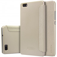 Кожаный чехол (книжка) Nillkin Sparkle Series для Huawei P8 Lite Золотой