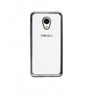 Прозрачный силиконовый чехол для Meizu M3 / M3 mini / M3s с глянцевой окантовкой Серебряный