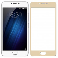 Защитное стекло 3D CP+ на весь экран (цветное) для Meizu M5 Золотой