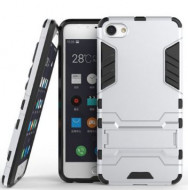 Ударопрочный чехол-подставка Transformer для Meizu U10 с мощной защитой корпуса Серебряный / Satin Silver