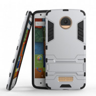 Ударопрочный чехол-подставка Transformer для Motorola Moto Z (XT1650) с мощной защитой корпуса Серебряный / Satin Silver