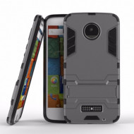 Ударопрочный чехол-подставка Transformer для Motorola Moto Z Force с мощной защитой корпуса Металл / Gun Metal