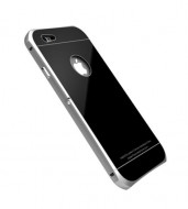 Металлический бампер с подставкой Luphie с акриловой вставкой для Apple iPhone 6/6s 4.7" Серебряный / Черный