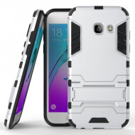 Ударопрочный чехол-подставка Transformer для Samsung A720 Galaxy A7 (2017) с мощной защитой корпуса Серебряный / Satin Silver
