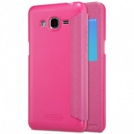 Кожаный чехол (книжка) Nillkin Sparkle Series для Samsung G532F Galaxy J2 Prime (2016) Розовый