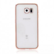Прозрачный силиконовый чехол для Samsung G925F Galaxy S6 Edge с глянцевой окантовкой Розовый