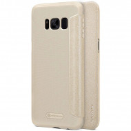 Кожаный чехол (книжка) Nillkin Sparkle Series для Samsung G950 Galaxy S8 Золотой