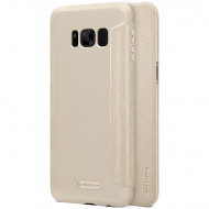 Кожаный чехол (книжка) Nillkin Sparkle Series для Samsung G955 Galaxy S8 Plus Золотой