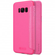 Кожаный чехол (книжка) Nillkin Sparkle Series для Samsung G955 Galaxy S8 Plus Розовый