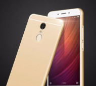 Металлический бампер с акриловой вставкой для Xiaomi Redmi Note 4 Золотой