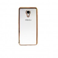 Прозрачный силиконовый чехол для Meizu M3 Note с глянцевой окантовкой Золотой