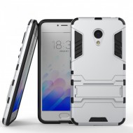 Ударопрочный чехол-подставка Transformer для Meizu M5 Note с мощной защитой корпуса Серебряный / Satin Silver