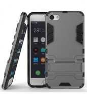 Ударопрочный чехол-подставка Transformer для Meizu U10 с мощной защитой корпуса Металл / Gun Metal