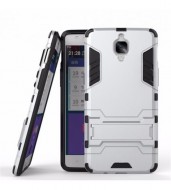 Ударопрочный чехол-подставка Transformer для OnePlus 3 / OnePlus 3T с мощной защитой корпуса Серебряный / Satin Silver