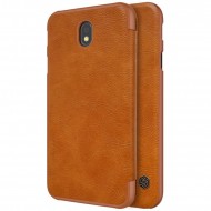 Кожаный чехол (книжка) Nillkin Qin Series для Samsung J730 Galaxy J7 (2017) Коричневый